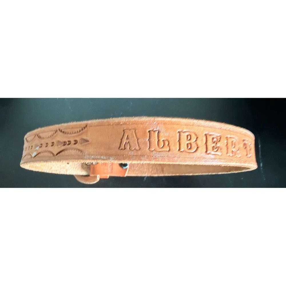 Vintage Tooled Leather Belt Size 22 Personalized 